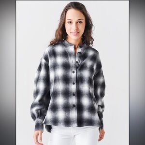 Rebecca Minkoff Black and White Plaid Button-Up Shirt
